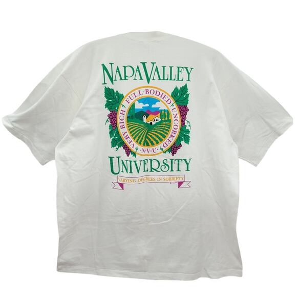 Vintage Napa Valley Uni Tee by Crazy Shirts 90s White Graphic Single Stitch‎ - Picture 1 of 13